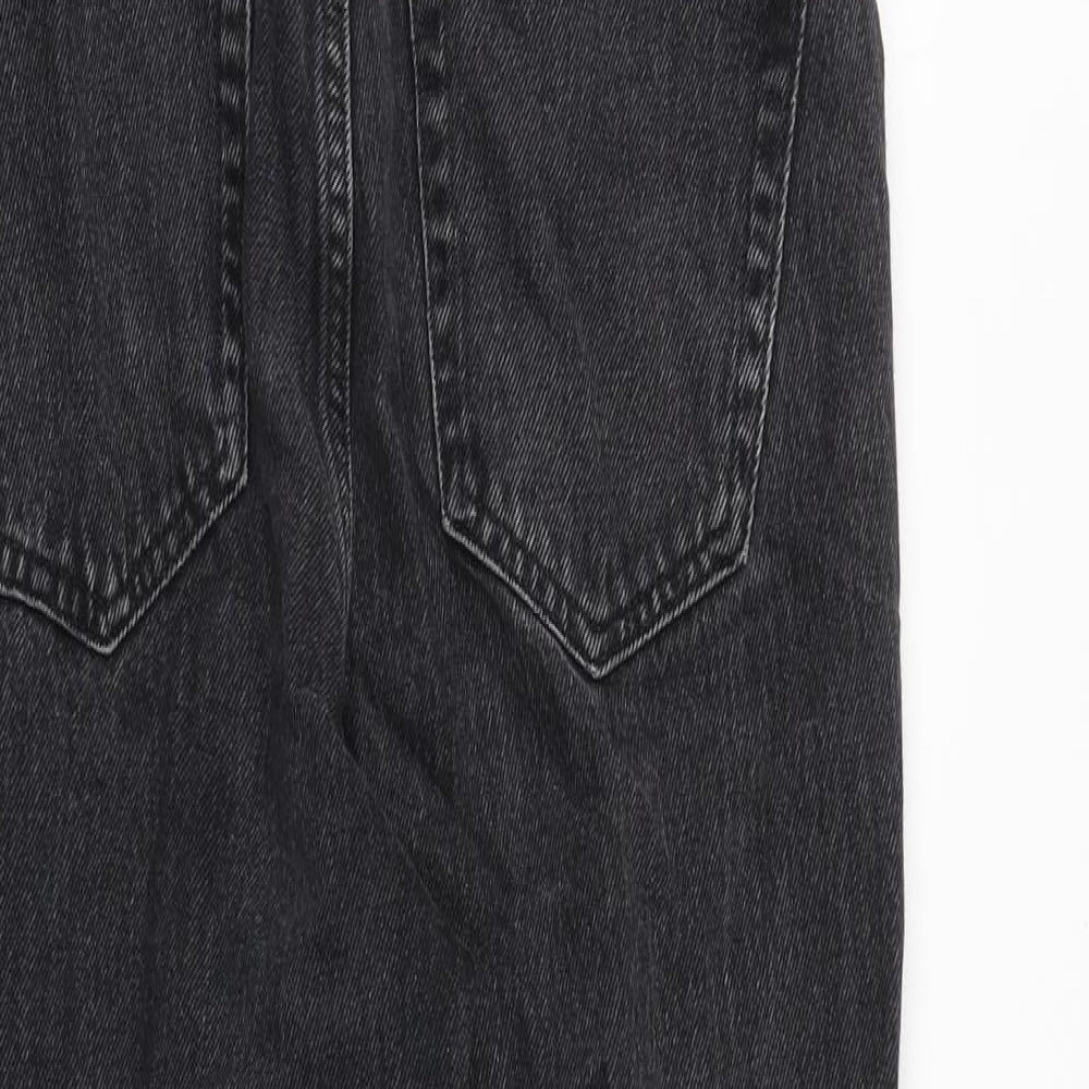 NEXT Womens Black Cotton Mom Jeans Size 8 Regular Zip