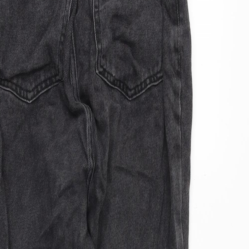 New Look Womens Grey Cotton Straight Jeans Size 6 Regular Zip