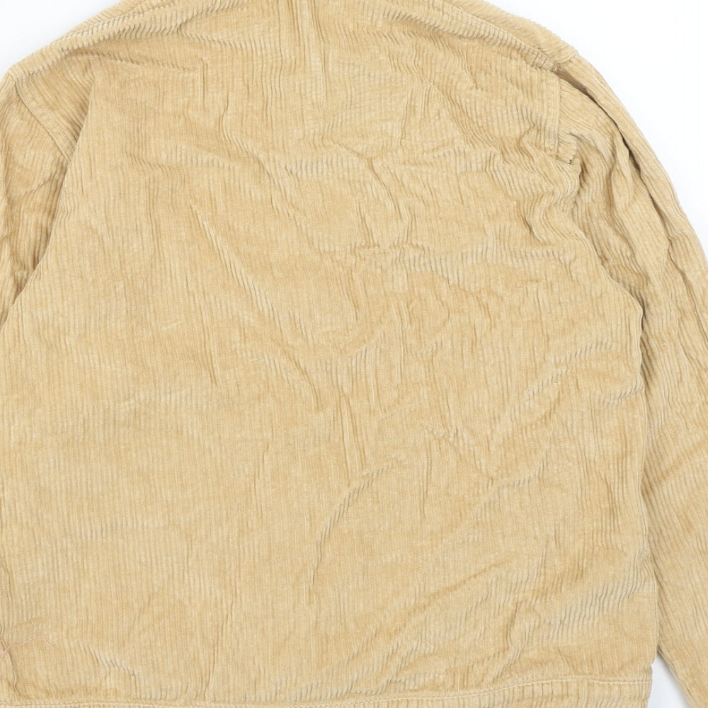 Miss Selfridge Womens Brown Cotton Basic Button-Up Size 8 Collared