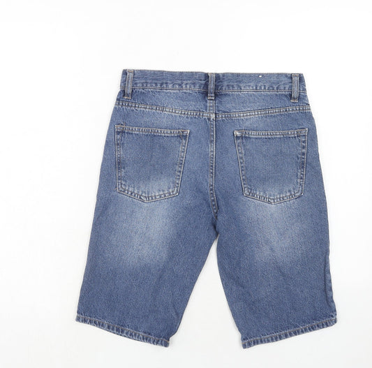 Topman Mens Blue Cotton Bermuda Shorts Size 28 in Regular Button