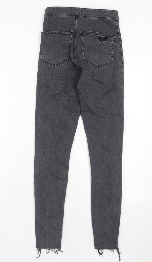 Topshop Womens Grey Cotton Skinny Jeans Size 28 in L32 in Regular Zip