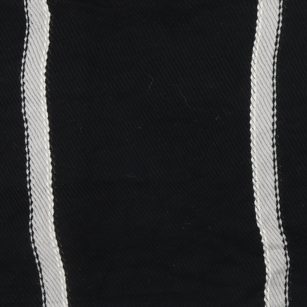 Mani & Co Womens Black V-Neck Geometric Acrylic Cape Jumper Size L
