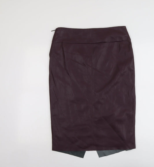 Marks and Spencer Womens Purple Polyurethane A-Line Skirt Size 14 Zip