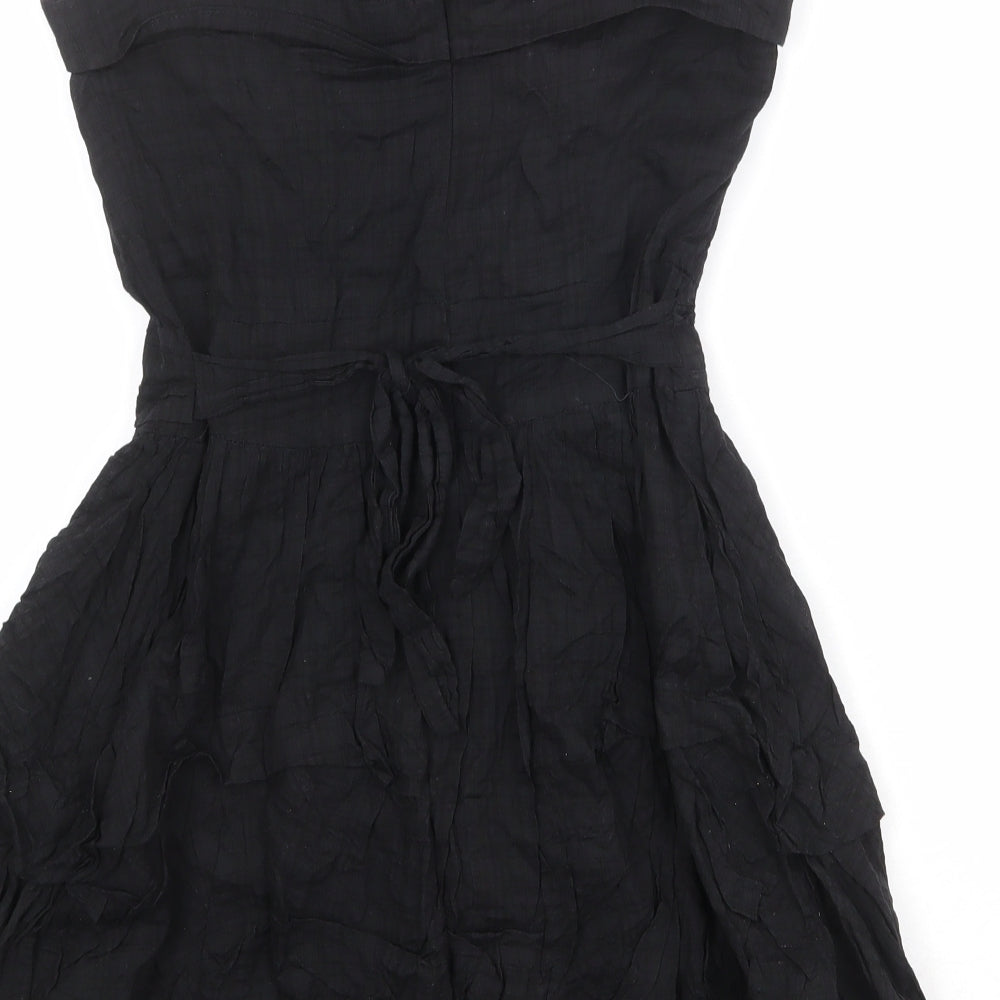 AX Paris Womens Black 100% Cotton Mini Size 12 Square Neck Zip - Strapless