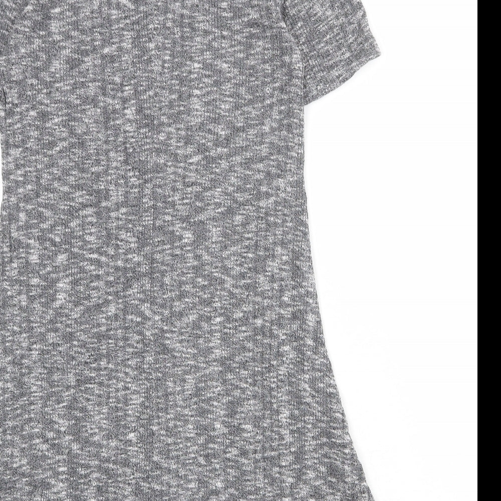 FOREVER 21 Womens Grey Polyester A-Line Size M Mock Neck Pullover