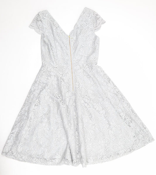 Jolie Moi Womens Grey Polyamide A-Line Size 12 V-Neck Zip