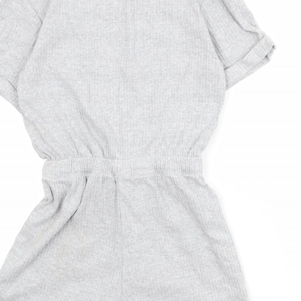 In the Style Womens Grey Cotton Playsuit One-Piece Size 4 Pullover