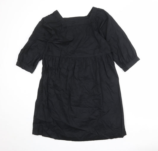 Monki Womens Black 100% Cotton A-Line Size XS Square Neck Pullover
