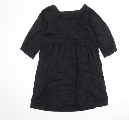 Monki Womens Black 100% Cotton A-Line Size XS Square Neck Pullover