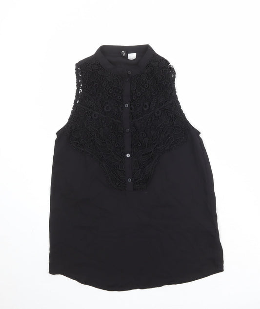 Womens UK Size 8 Divided by H&M Black Basic Button-Up