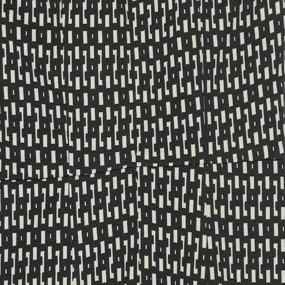 Linea Womens Black Geometric Polyester Shift Size 14 Round Neck Zip