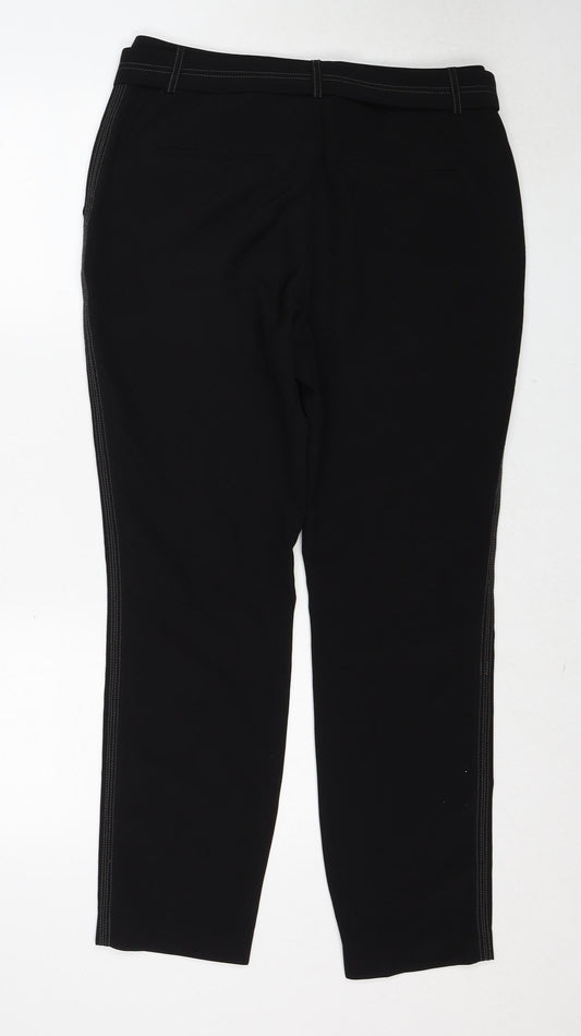 YAYA Womens Black Polyester Trousers Size 10 Regular Zip - Contrast Stitching