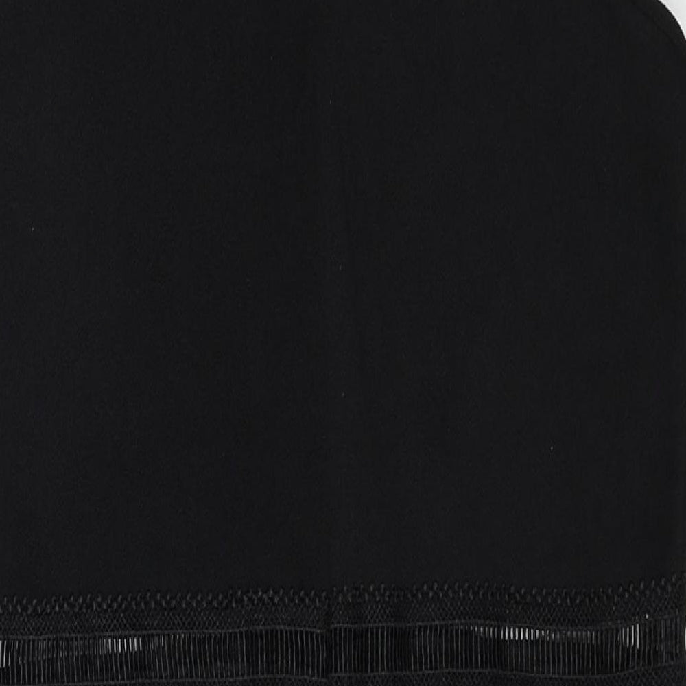 Missguided Womens Black Polyester Shift Size 12 V-Neck Zip - Lace Neckline Detail