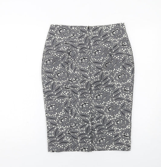 Fenn Wright Manson Womens Grey Floral Polyester Straight & Pencil Skirt Size 10 Zip
