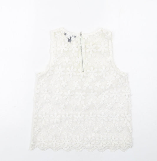 Womens UK Size 10 New Look White Basic Tank