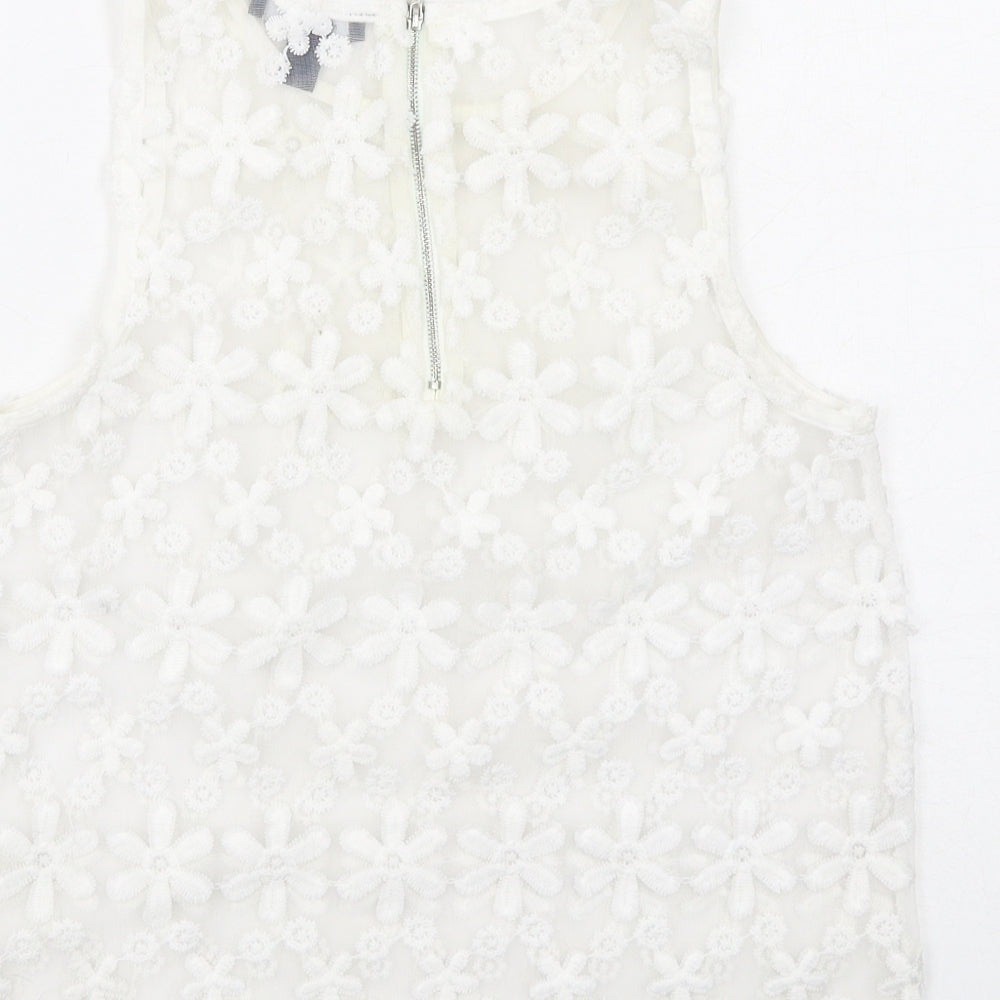 Womens UK Size 10 New Look White Basic Tank