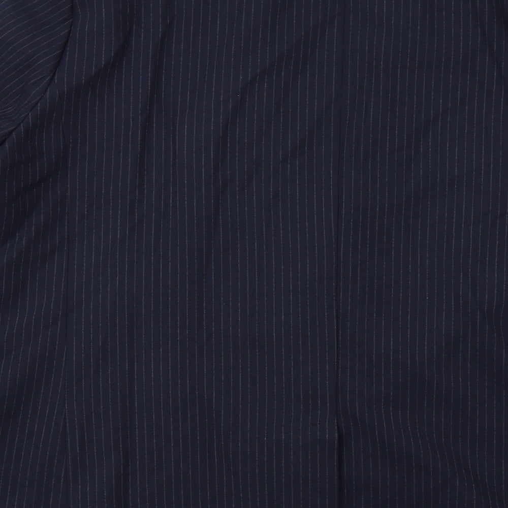 Marks and Spencer Womens Blue Pinstripe Polyester Jacket Suit Jacket Size 20