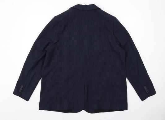Marks and Spencer Womens Blue Pinstripe Polyester Jacket Suit Jacket Size 18