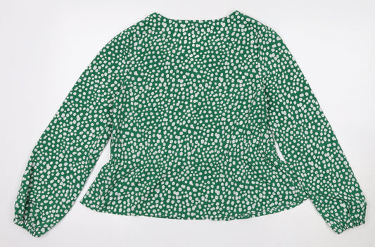 Womens UK Size XS Monki Green Basic Blouse