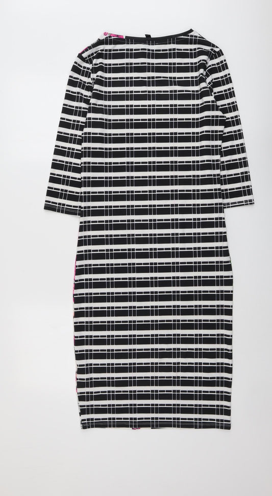 Topshop Womens Multicoloured Geometric Polyester A-Line Size 12 Round Neck Pullover