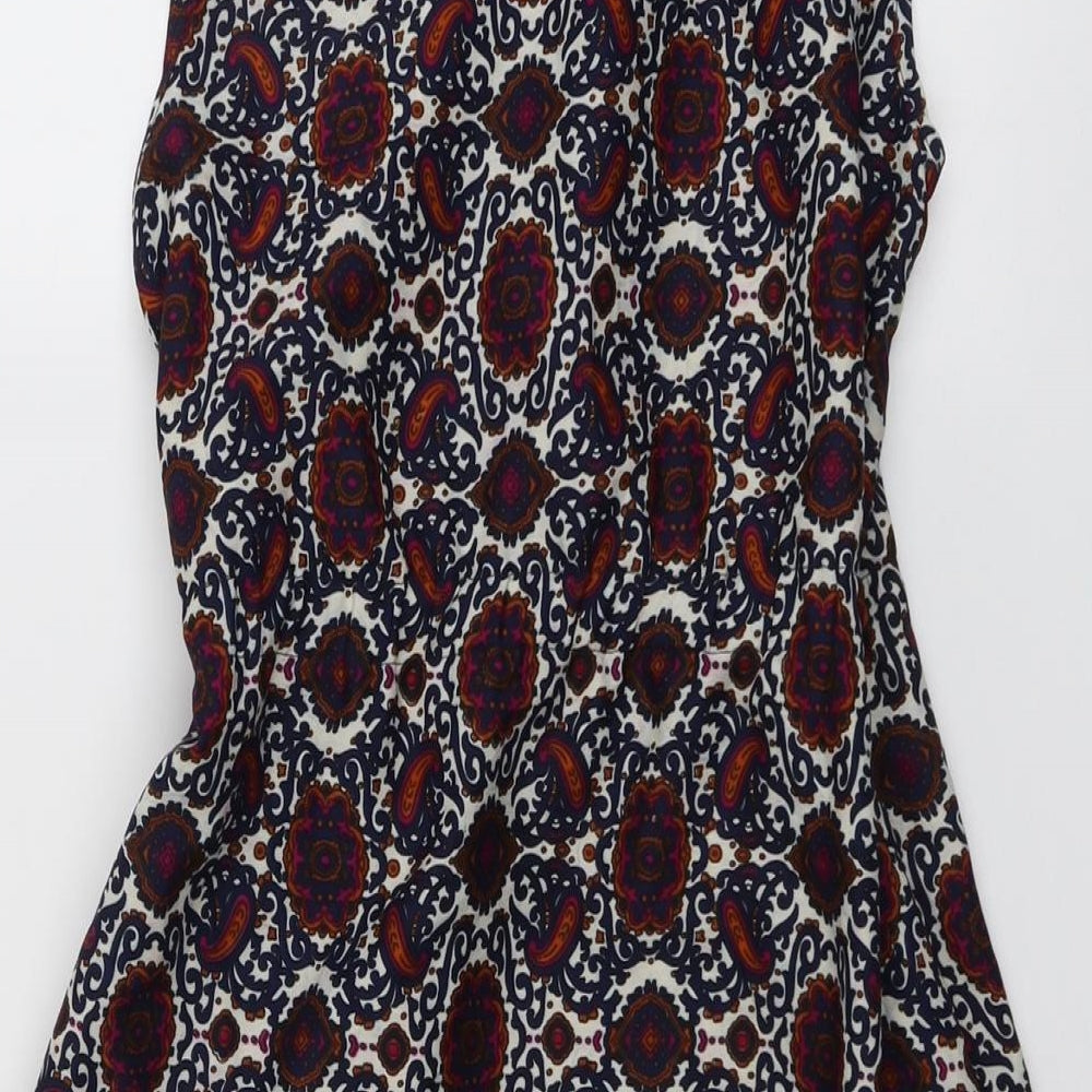 Mela London Womens Multicoloured Geometric Polyester A-Line Size 8 Round Neck Pullover