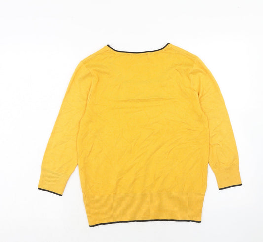 Just Elegance Womens Yellow Square Neck Viscose Pullover Jumper Size S