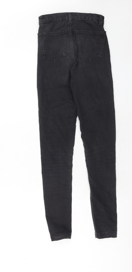 Topshop Womens Black Cotton Skinny Jeans Size 26 in L36 in Regular Zip