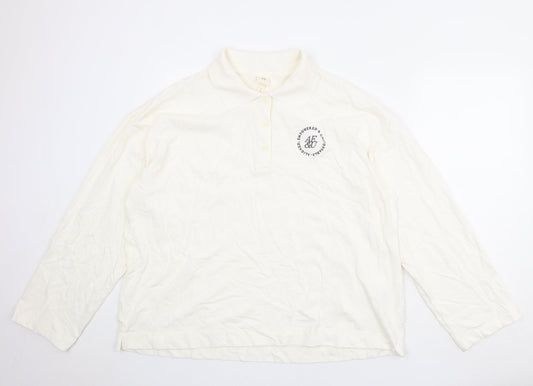 Womens UK Size L H&M Ivory Basic Polo