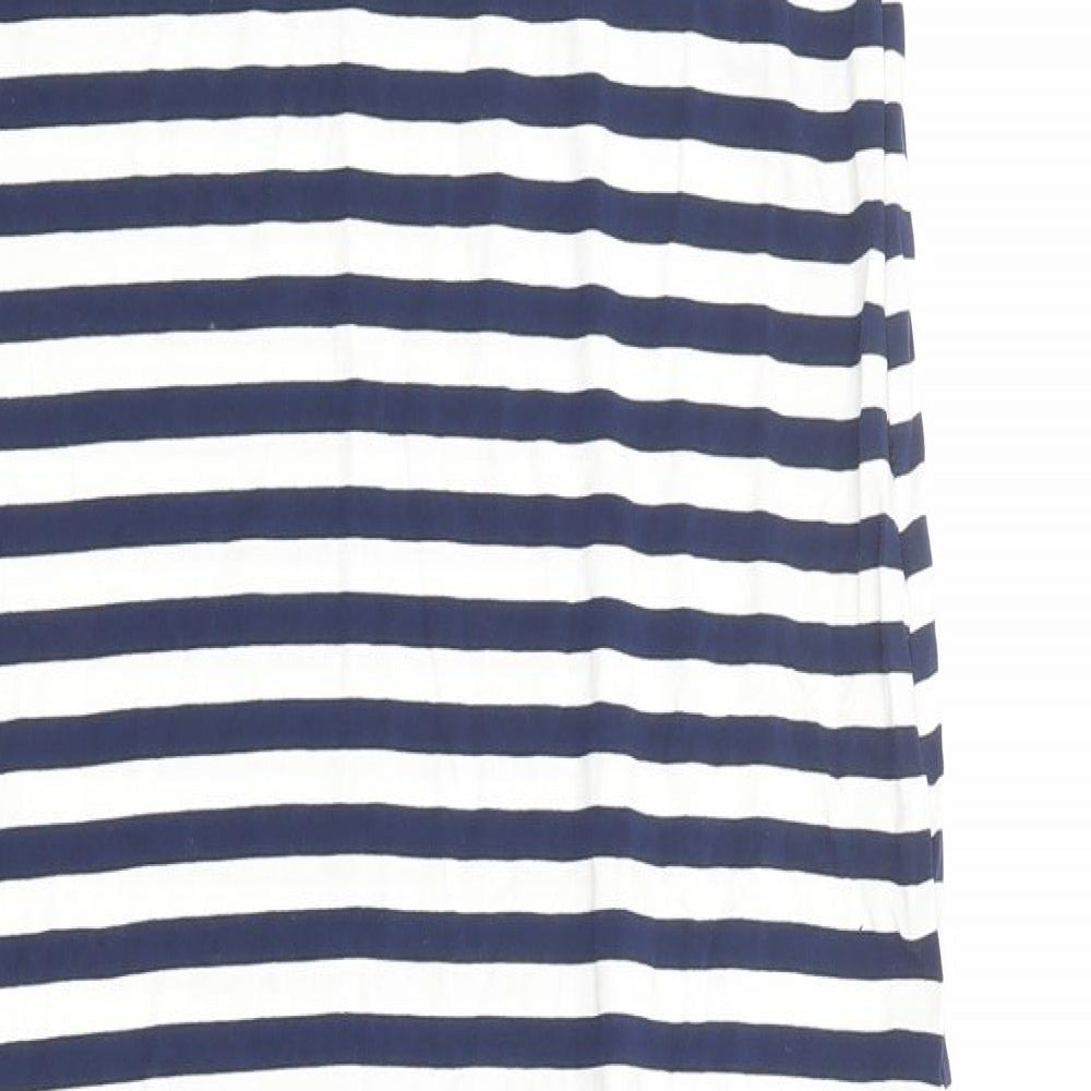Oasis Womens Blue Striped Viscose A-Line Size S V-Neck Pullover