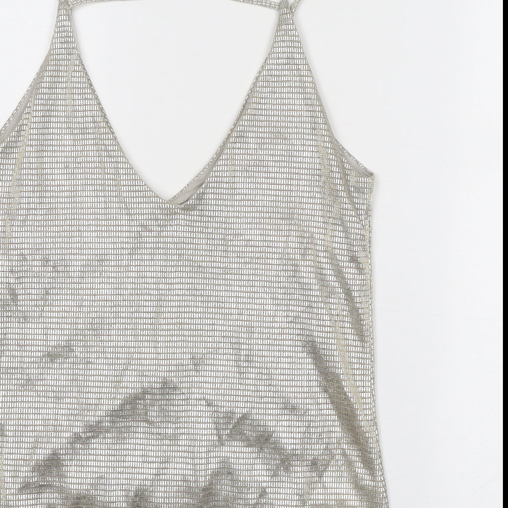 Womens UK Size XS Saint Tropez Clothing Silver Basic Tank