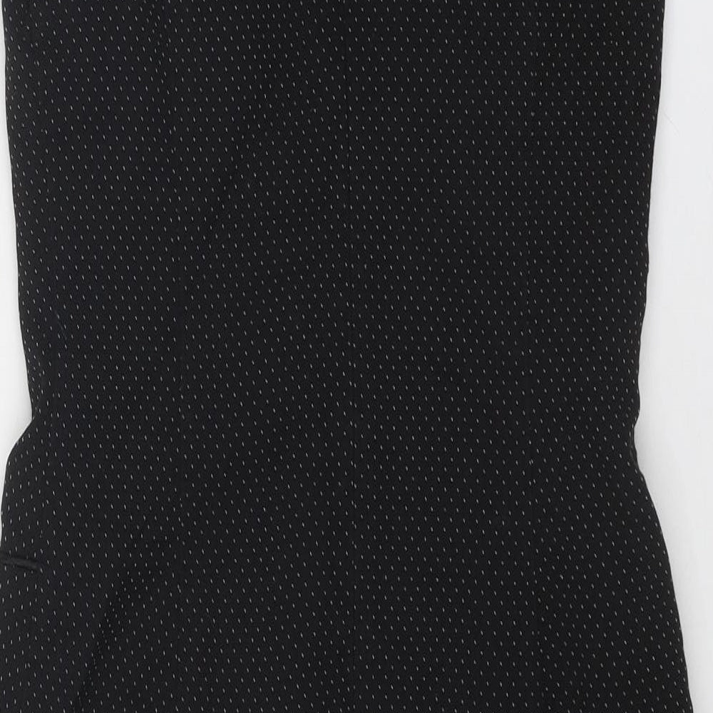 NEXT Womens Black Polka Dot Polyester Shift Size 8 Round Neck Zip
