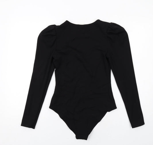 H&M Womens Black Viscose Bodysuit One-Piece Size S Snap - Cut Out
