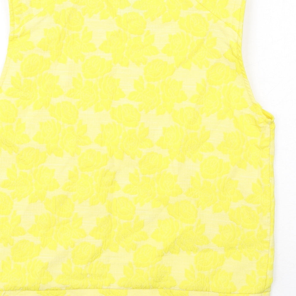 Womens UK Size S Zara Yellow Basic Tank