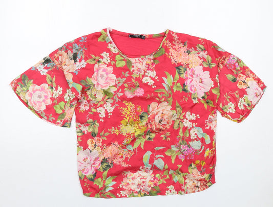 Womens UK Size XS Mango Red Basic Blouse