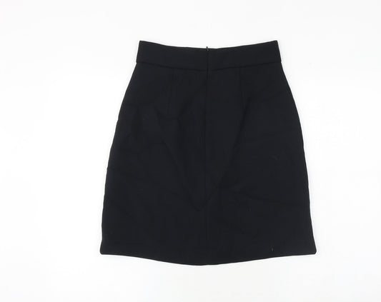 Marks and Spencer Womens Black Polyester A-Line Skirt Size 8 Zip