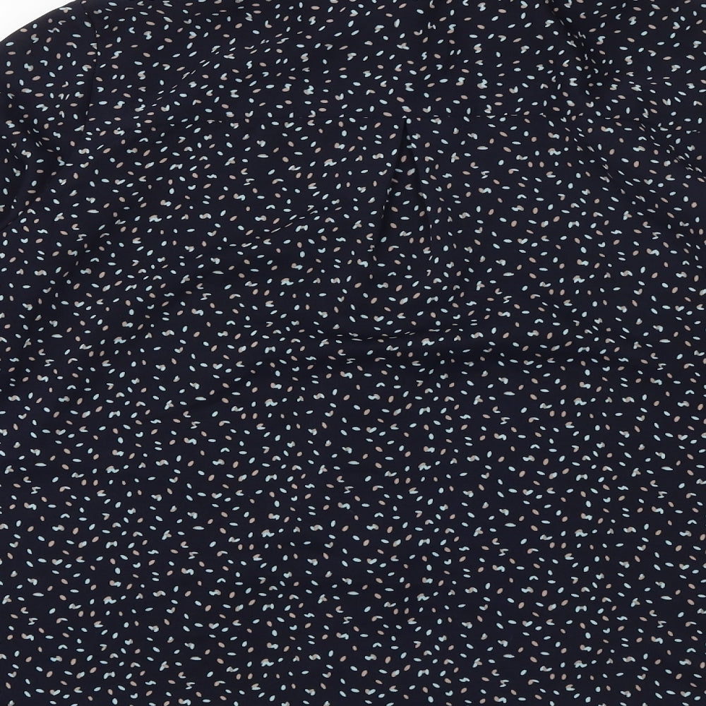 Contemplay Womens Blue Geometric Polyester Basic Button-Up Size L Collared