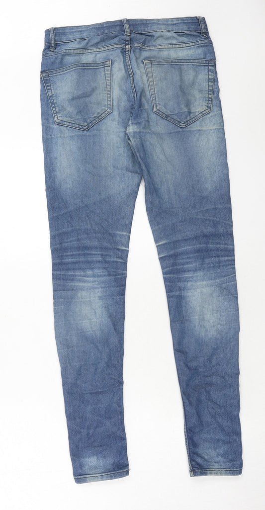 New Look Mens Blue Cotton Skinny Jeans Size 28 in L32 in Regular Zip