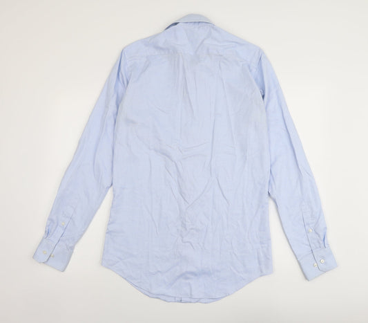 Mens UK Size 15.5 Michaelis Blue Button-Up Long Sleeve Casual Shirt