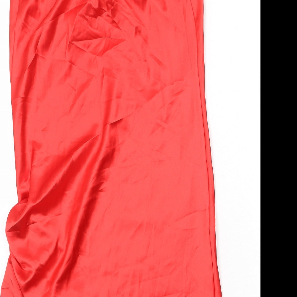 Femme Luxe Womens Red Polyester Slip Dress Size 10 Cowl Neck Pullover