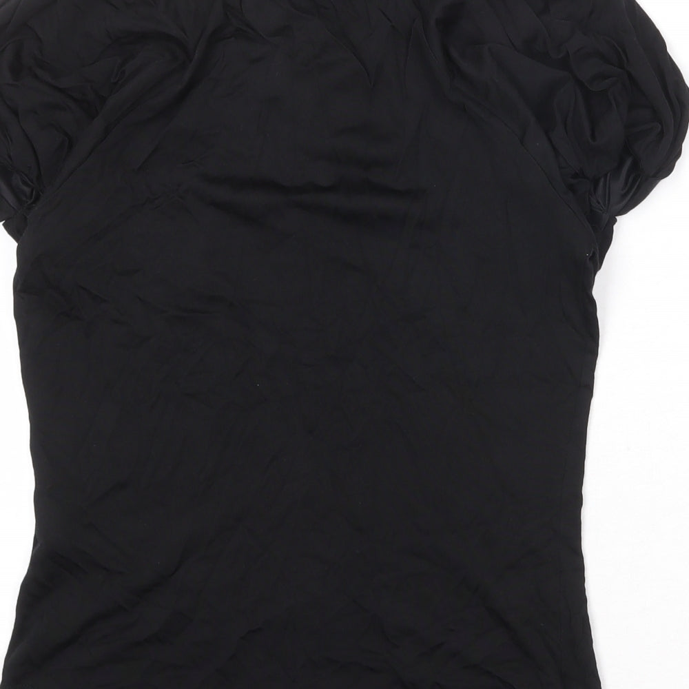 Womens UK Size M Zara Black Basic Button-Up