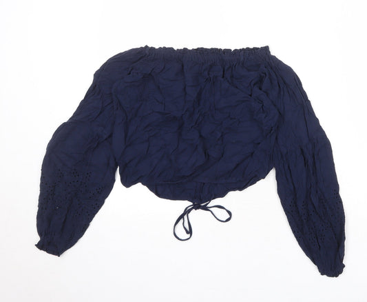Womens UK Size XS Hollister Blue Cropped Blouse