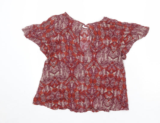 FOREVER 21 Womens Multicoloured Geometric Polyester Basic Blouse Size S Round Neck