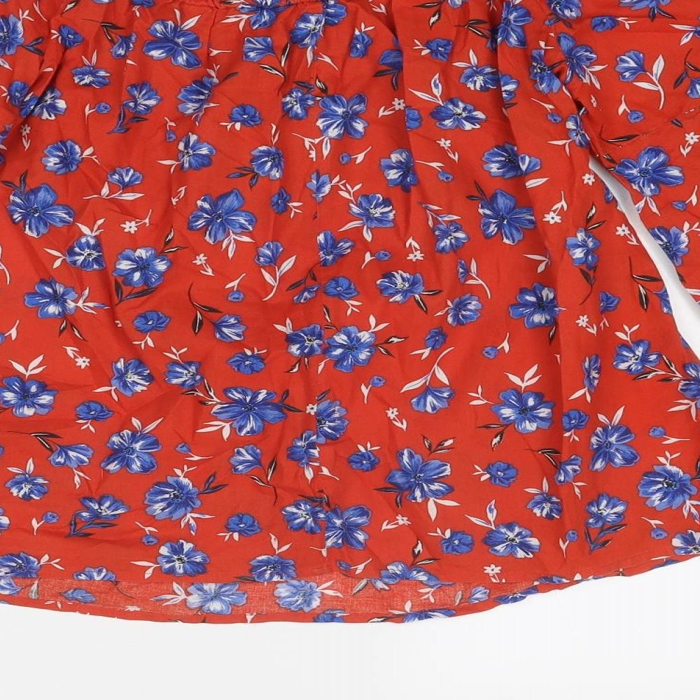 Womens UK Size 10 Very Red Basic Blouse