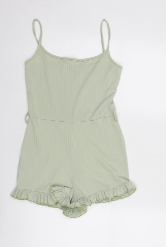 Womens UK Size 10 Pink Vanilla One-Piece Green Playsuit