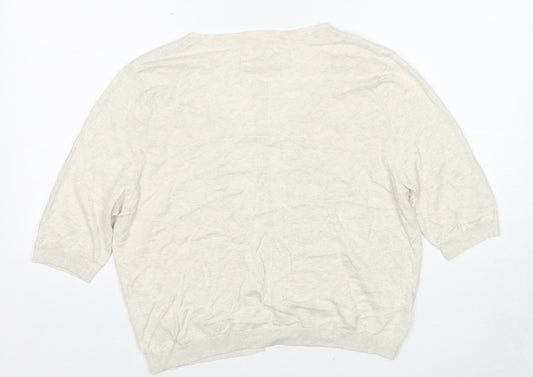 NEXT Womens Beige V-Neck Cotton Cardigan Jumper Size 14