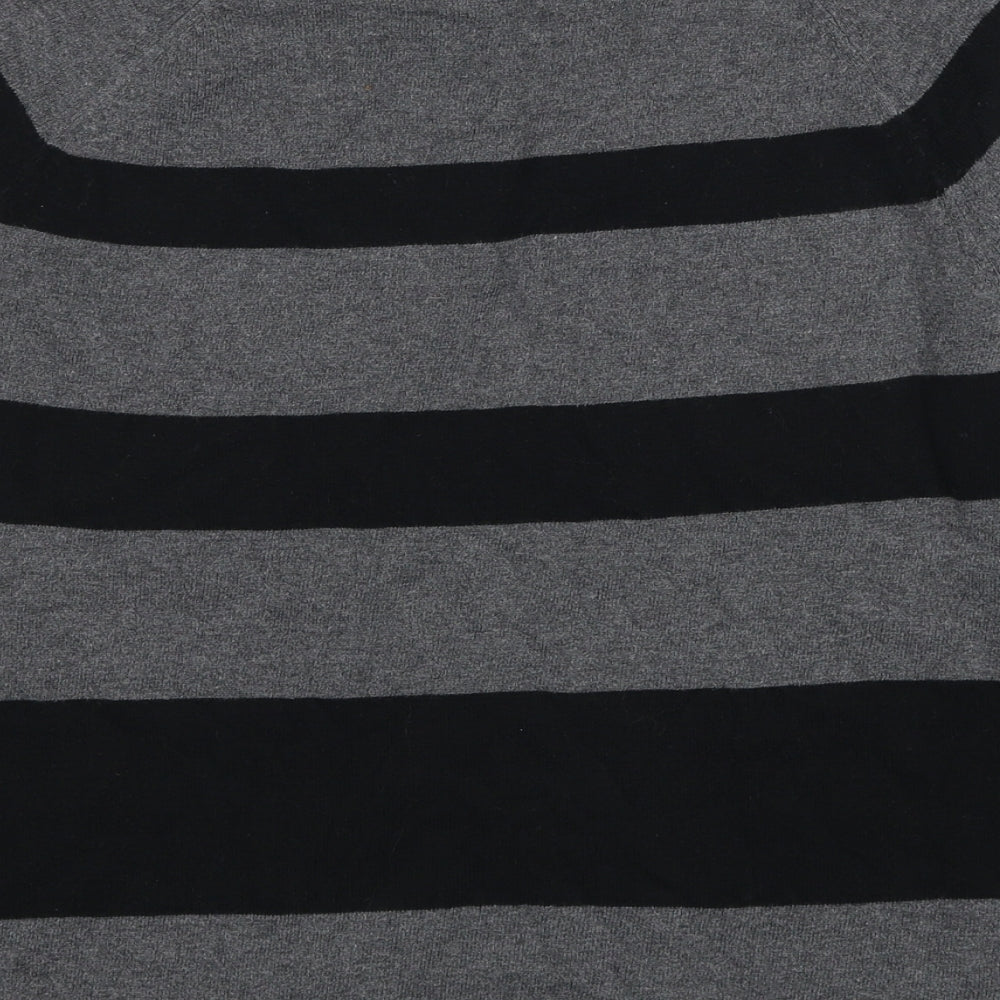 Gap Womens Grey Round Neck Striped Polyester Pullover Jumper Size S