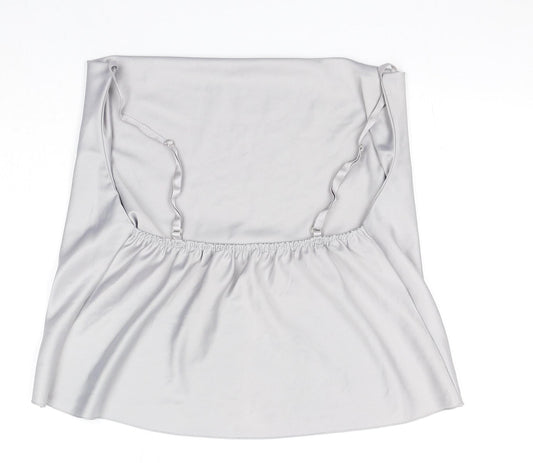 Boohoo Womens Grey Polyester Basic Tank Size L Square Neck