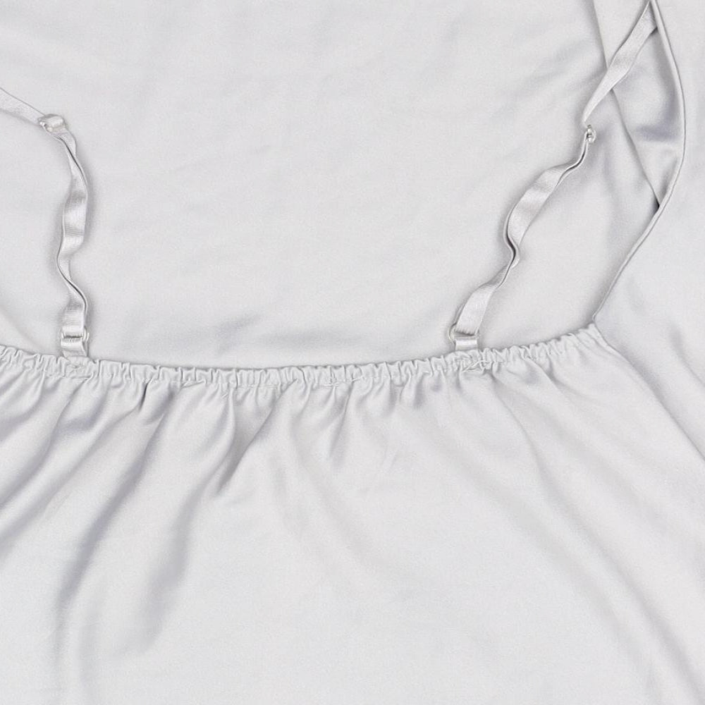 Boohoo Womens Grey Polyester Basic Tank Size L Square Neck