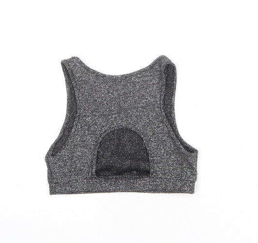 Sparkle & Fade Womens Black Polyester Cropped Tank Size S Round Neck