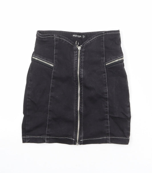 Womens UK Size 6 Nasty Gal A-Line Denim Skirt